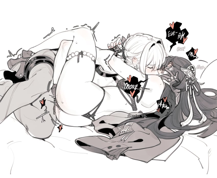 evelyn chevalier and astra yao (zenless zone zero) drawn by maiqo