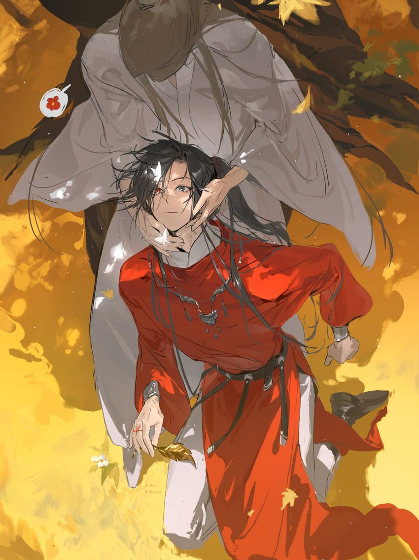 xie lian, hua cheng, and san lang (tianguan cifu) drawn by qingyun