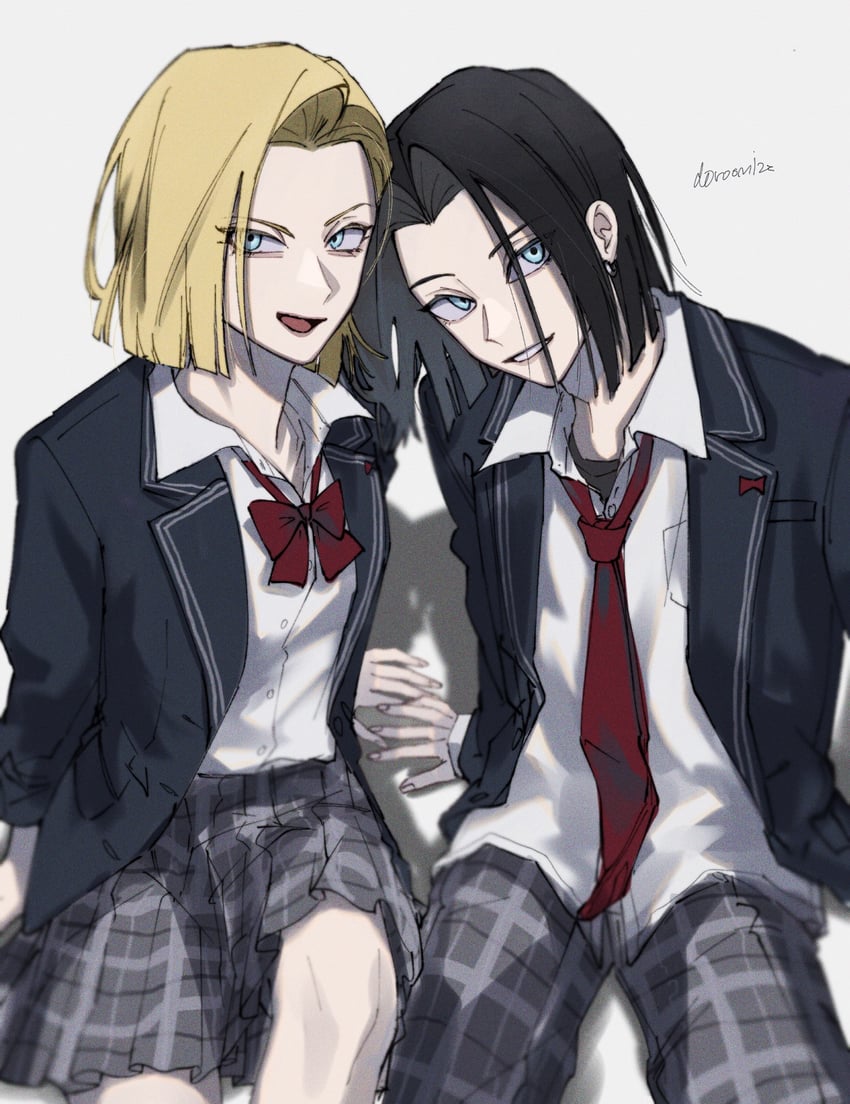 android 18 and android 17 (dragon ball) drawn by nemu_(user_mjyd2877)