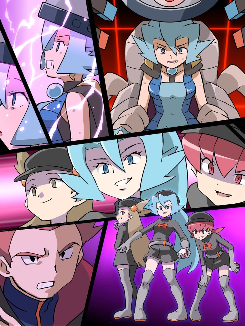lance, jasmine, whitney, clair, and magnezone (pokemon and 1 more) drawn by hitsugi_mc