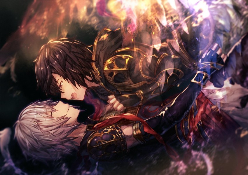 sandalphon and lucifer (granblue fantasy and 1 more) drawn by shigaraki_(strobe_blue)