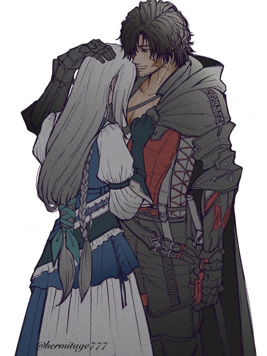 clive rosfield and jill warrick (final fantasy and 1 more) drawn by ha_lu77