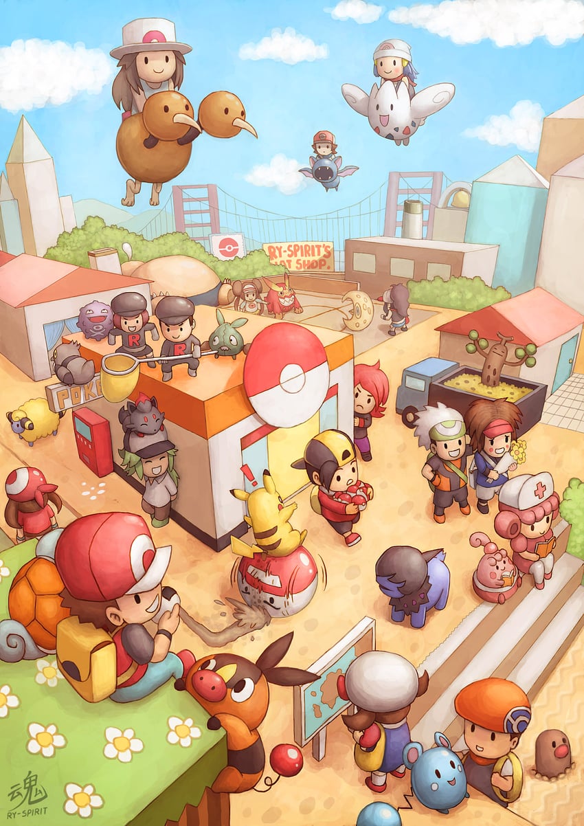 pikachu, dawn, may, rosa, hilda, and 31 more (pokemon and 7 more) drawn by ry-spirit