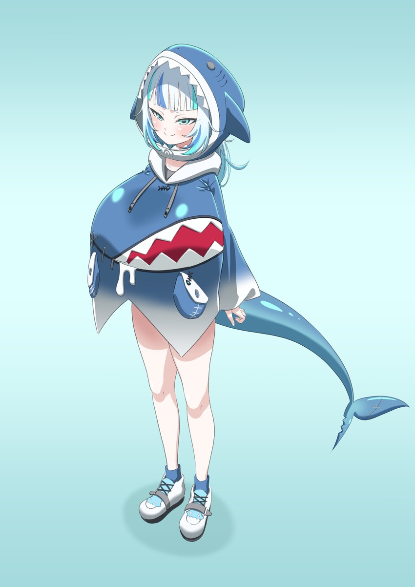 gawr gura (hololive and 1 more) drawn by ika_daishougun