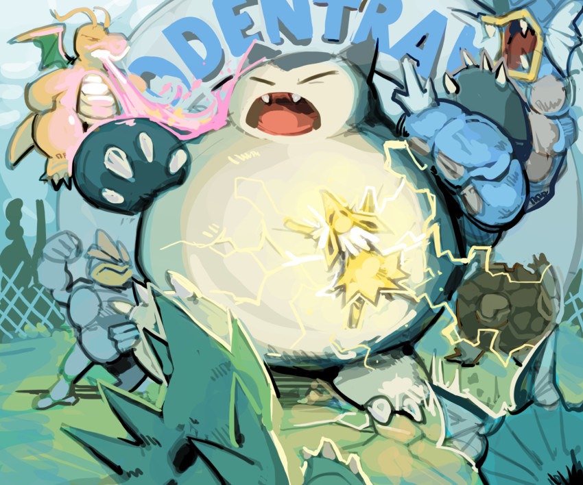 vaporeon, jolteon, dragonite, snorlax, gyarados, and 2 more (pokemon) drawn by bummerdude
