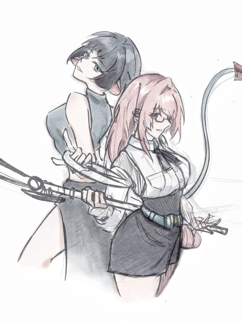 jane doe and tsukishiro yanagi (zenless zone zero) drawn by chenghuaixu
