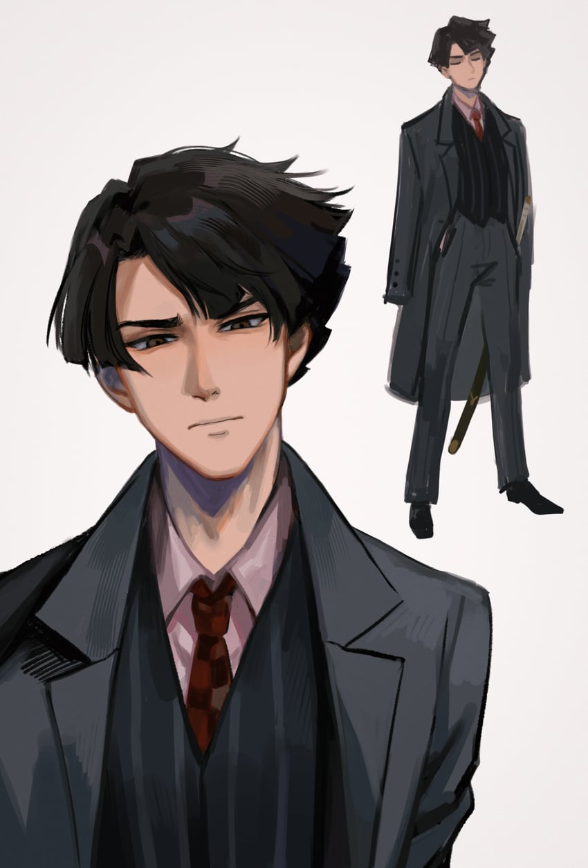 kazuma asogi (ace attorney and 1 more) drawn by kaze_(yznyttdgs)