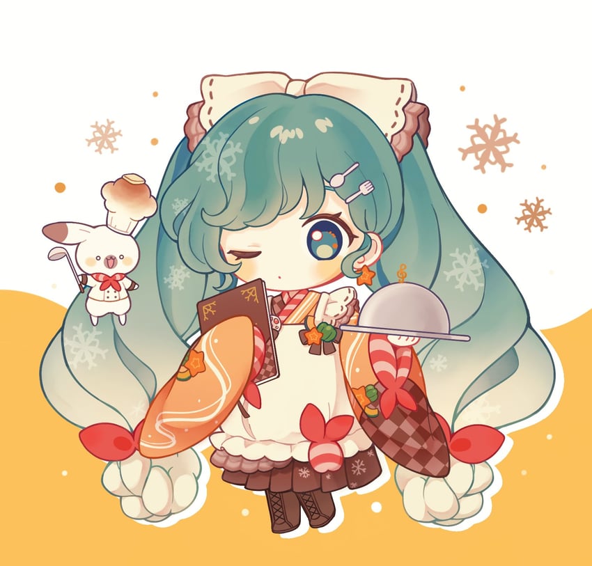 hatsune miku, yuki miku, and rabbit yukine (vocaloid) drawn by inomo_(qimoshu)