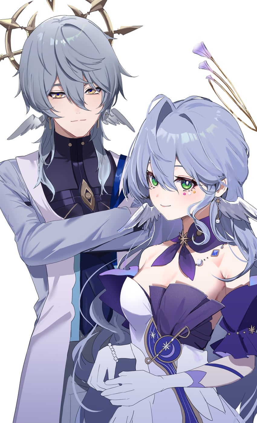 robin and sunday (honkai and 1 more) drawn by maria_(syake-uni)