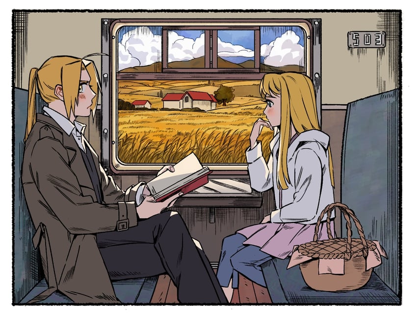 edward elric and winry rockbell (fullmetal alchemist) drawn by astrastar