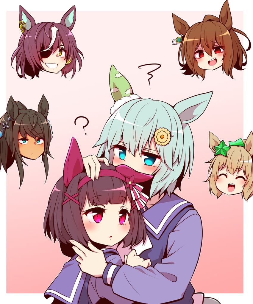 agnes tachyon, seiun sky, taiki shuttle, tanino gimlet, nishino flower, and 1 more (umamusume) drawn by yonedatomo_mizu