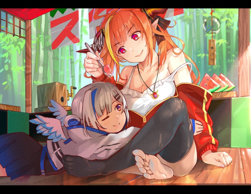 amane kanata and kiryu coco (hololive) drawn by yoshikawa_hiro