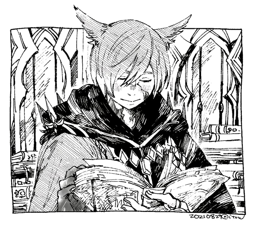 g'raha tia and crystal exarch (final fantasy and 1 more) drawn by itowo_(itowc)