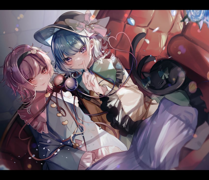 komeiji koishi, komeiji satori, and kaenbyou rin (touhou) drawn by suzune_hapinesu