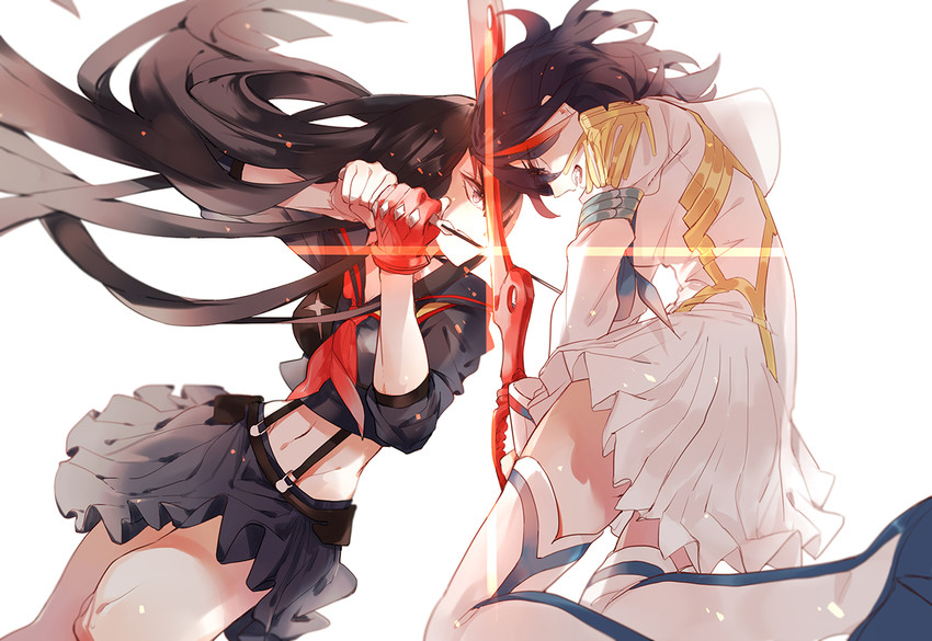 matoi ryuuko, senketsu, kiryuuin satsuki, and junketsu (kill la kill) drawn by qinnye