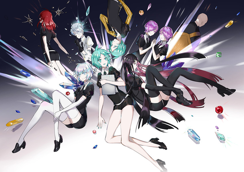 phosphophyllite, diamond, cinnabar, bort, antarcticite, and 2 more (houseki no kuni) drawn by kongxin_dian