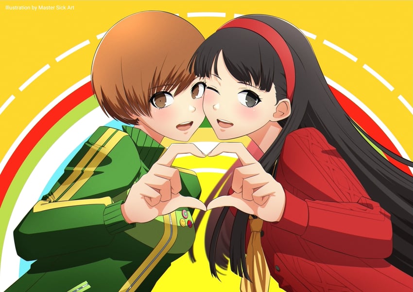 satonaka chie and amagi yukiko (persona and 1 more) drawn by master_sick_art