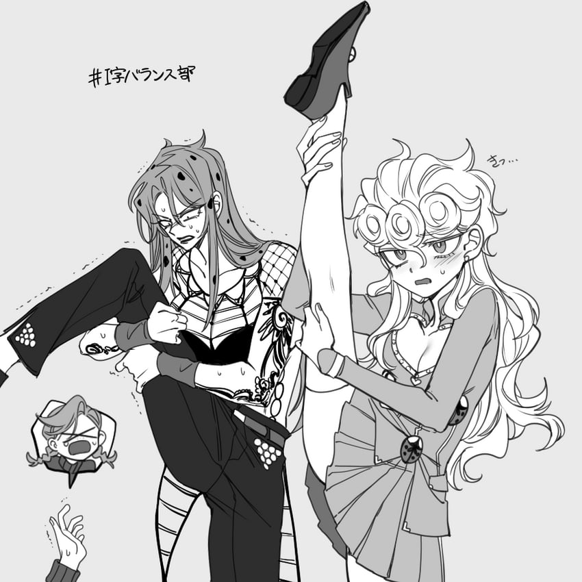 giorno giovanna, diavolo, and vinegar doppio (jojo no kimyou na bouken and 1 more) drawn by sempon_(doppio_note)
