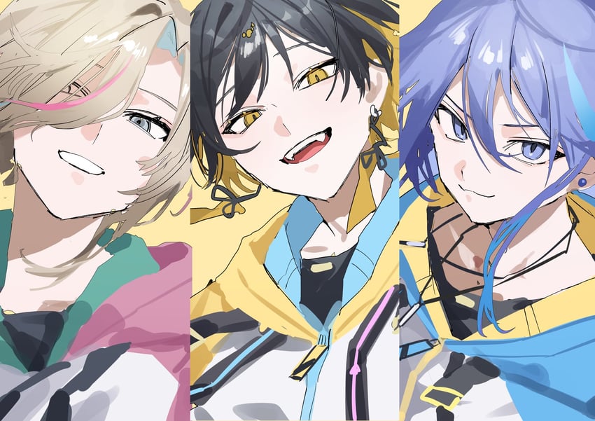 yatogami fuma, minase rio, and utsugi uyu (holostars) drawn by sakusya2honda