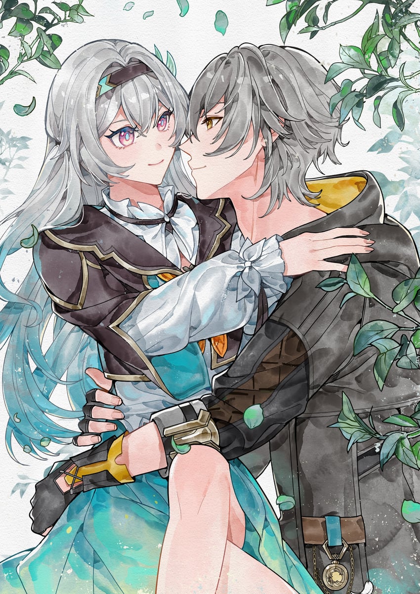 trailblazer, firefly, and caelus (honkai and 1 more) drawn by quinny_il