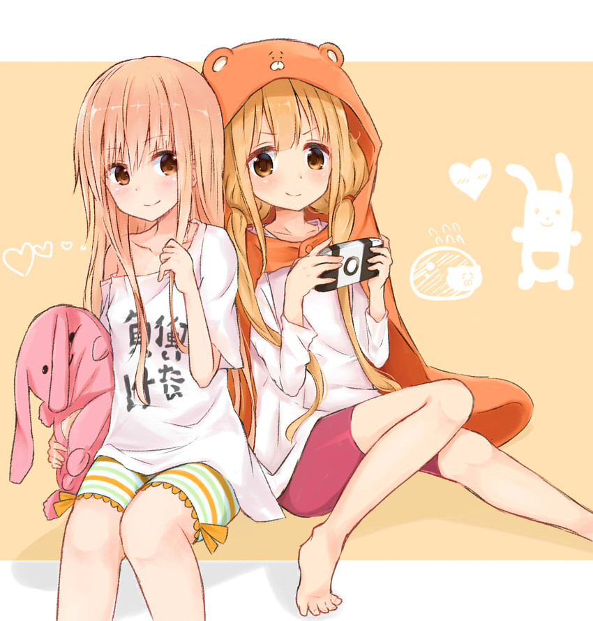 futaba anzu and doma umaru (idolmaster and 2 more) drawn by huwari_(dnwls3010)