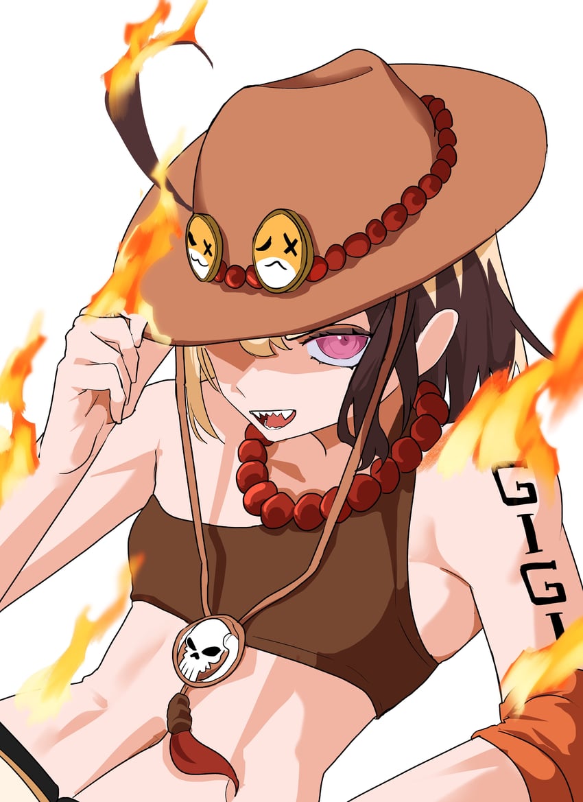 portgas d. ace, gigi murin, and grem (hololive and 2 more) drawn by koizumi_arata