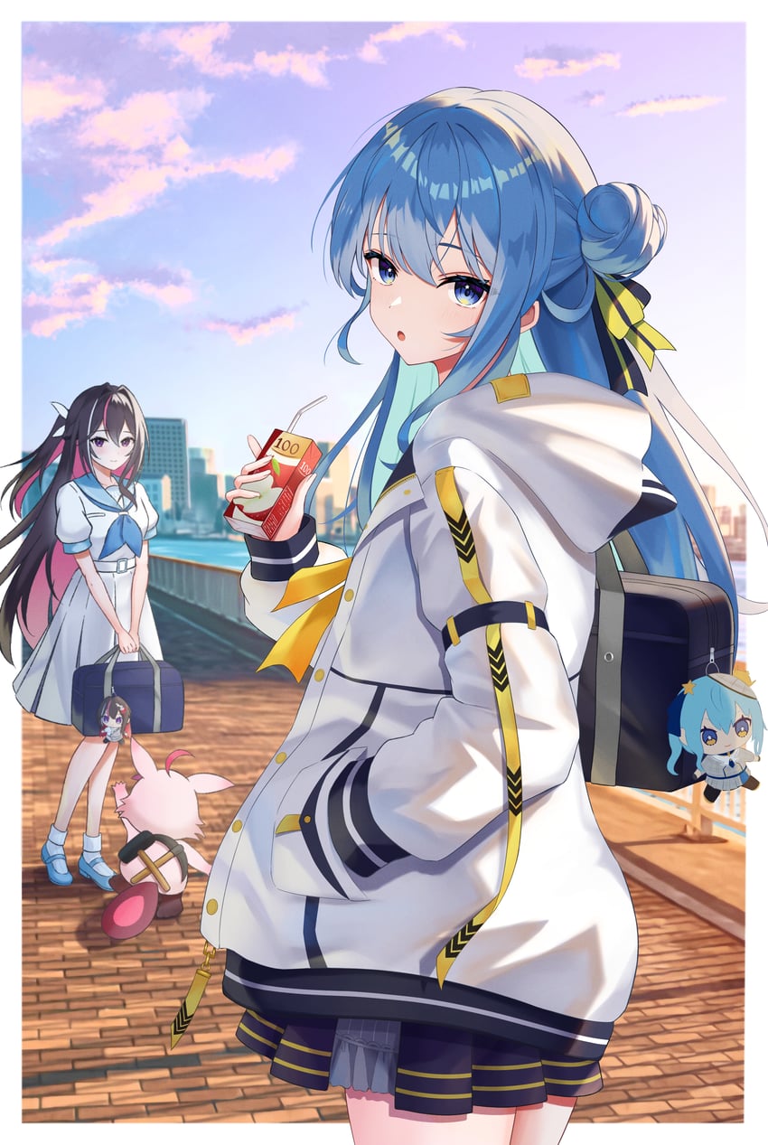 hoshimachi suisei, azki, and pioneer (hololive) drawn by telu_(teluscarlet)