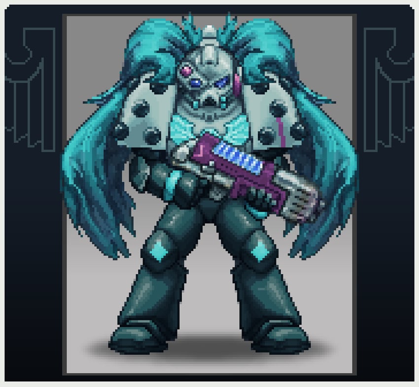 hatsune miku and adeptus astartes (vocaloid and 1 more) drawn by alignment_ink