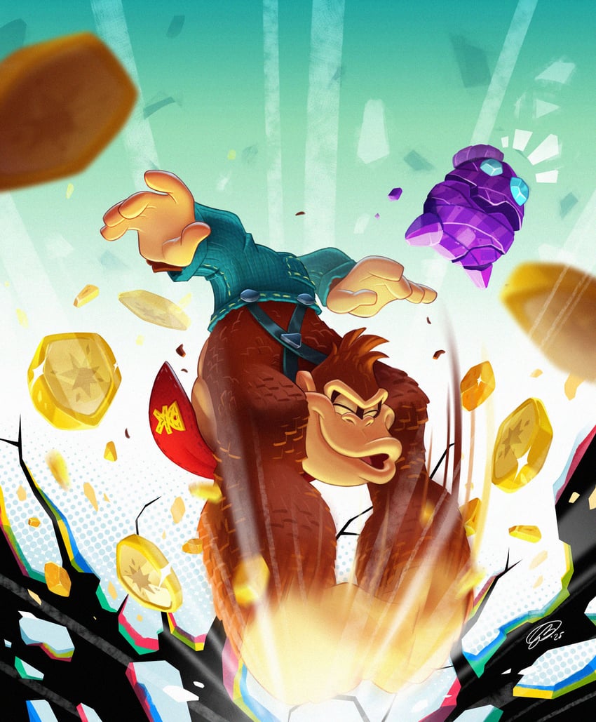 donkey kong and odd rock (donkey kong and 1 more) drawn by giacomobonus