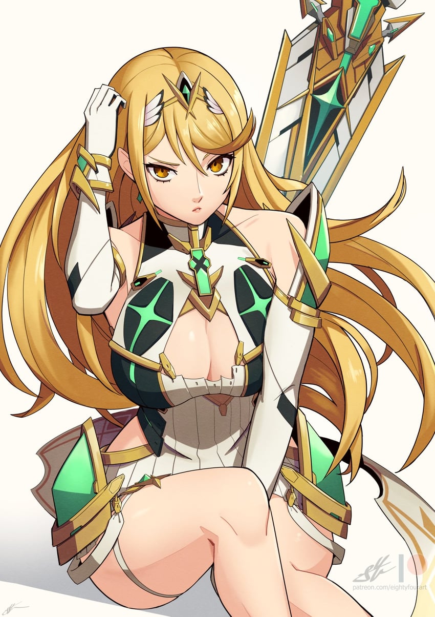 mythra (xenoblade chronicles and 1 more) drawn by eightyfourart