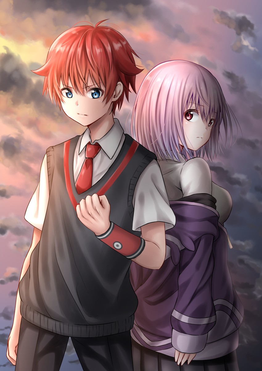 shinjou akane and hibiki yuuta (gridman universe and 1 more) drawn by nakaji_(user_snap3353)