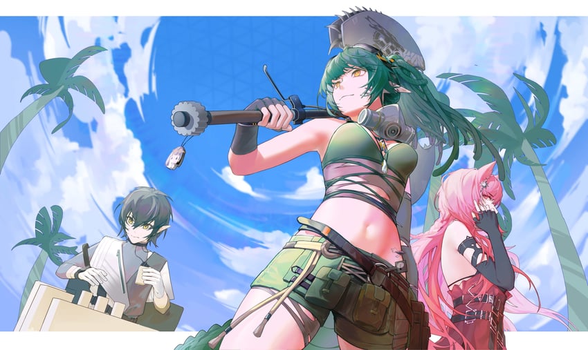 eunectes, gavial, pozyomka, gavial the invincible, and minimalist (arknights) drawn by zhuling