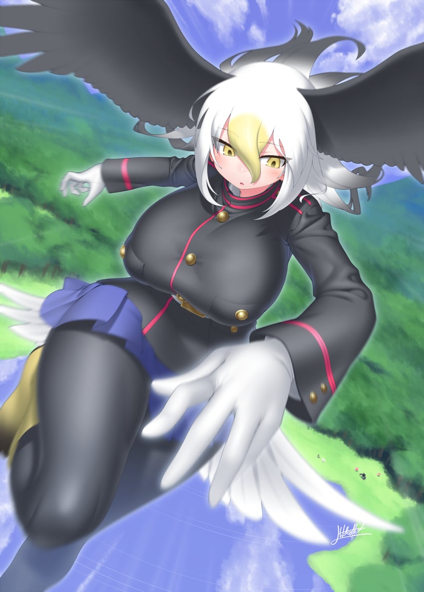 cellien, southern tamandua, bald eagle, and malayan tapir (kemono friends) drawn by yoshida_hideyuki