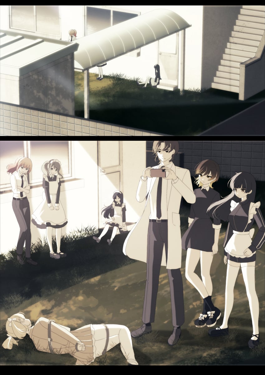 utsumi sakura, kogure ruka, azumaya haruka, hiizumi rinne, tokiwa mimori, and 2 more (sakura no sekai) drawn by tsuruse