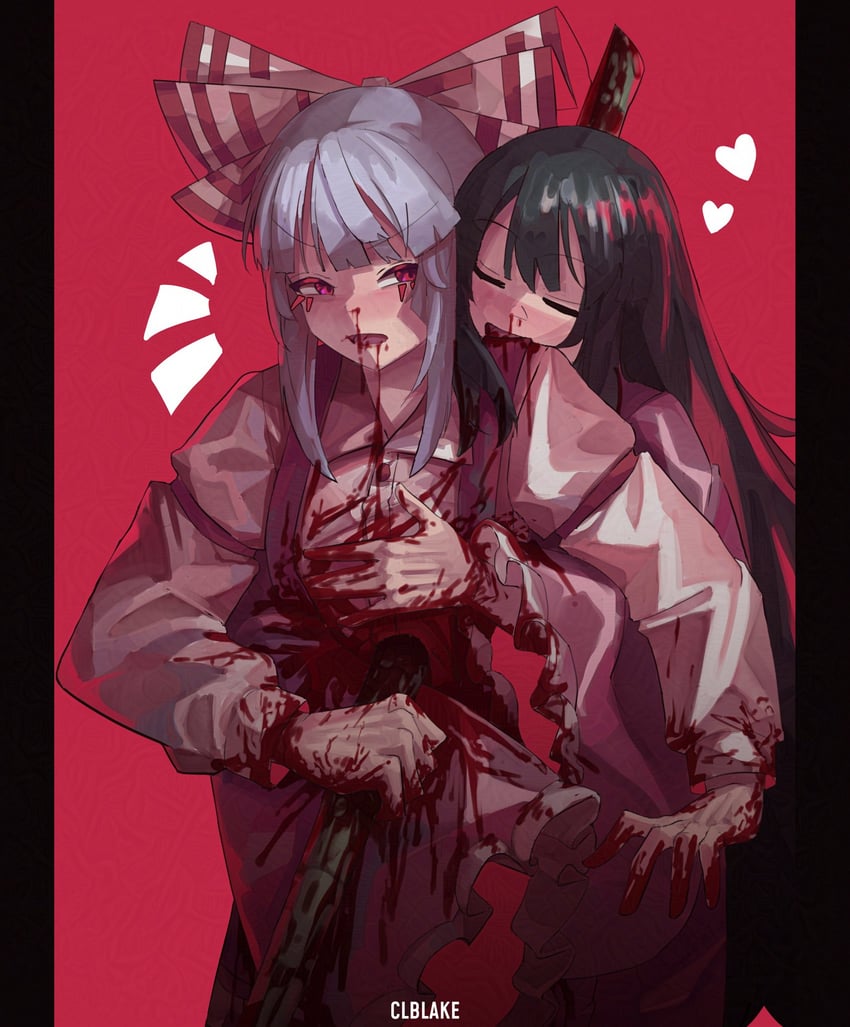 fujiwara no mokou and houraisan kaguya (touhou) drawn by corporalblake
