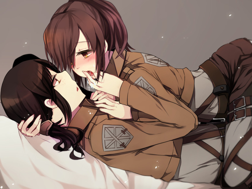 ymir and sasha blouse (shingeki no kyojin) drawn by hinagi_(fox_priest)