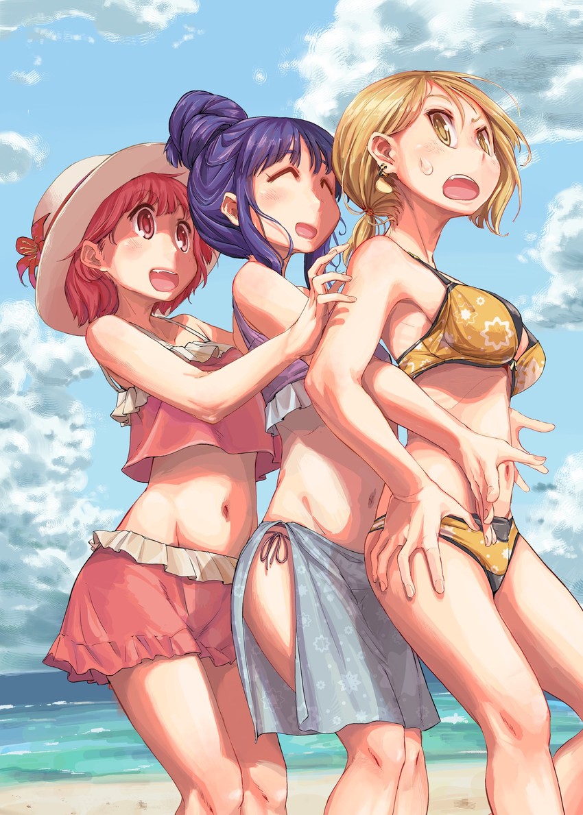ichii yui, hinata yukari, and nonohara yuzuko (yuyushiki) drawn by enjinedison