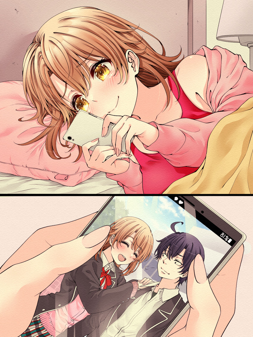 isshiki iroha and hikigaya hachiman (yahari ore no seishun lovecome wa machigatteiru.) drawn by red_hayao