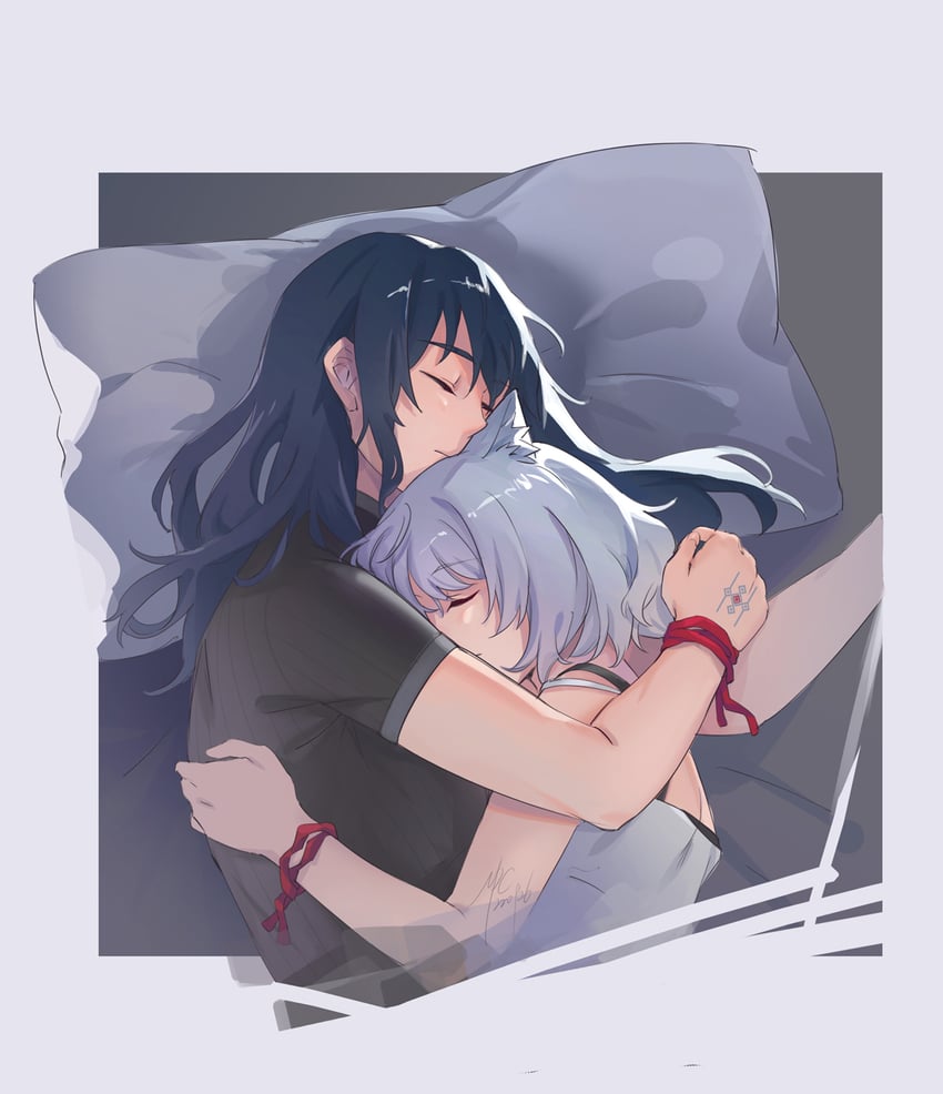 mio and noah (xenoblade chronicles and 1 more) drawn by npc_(nemui)