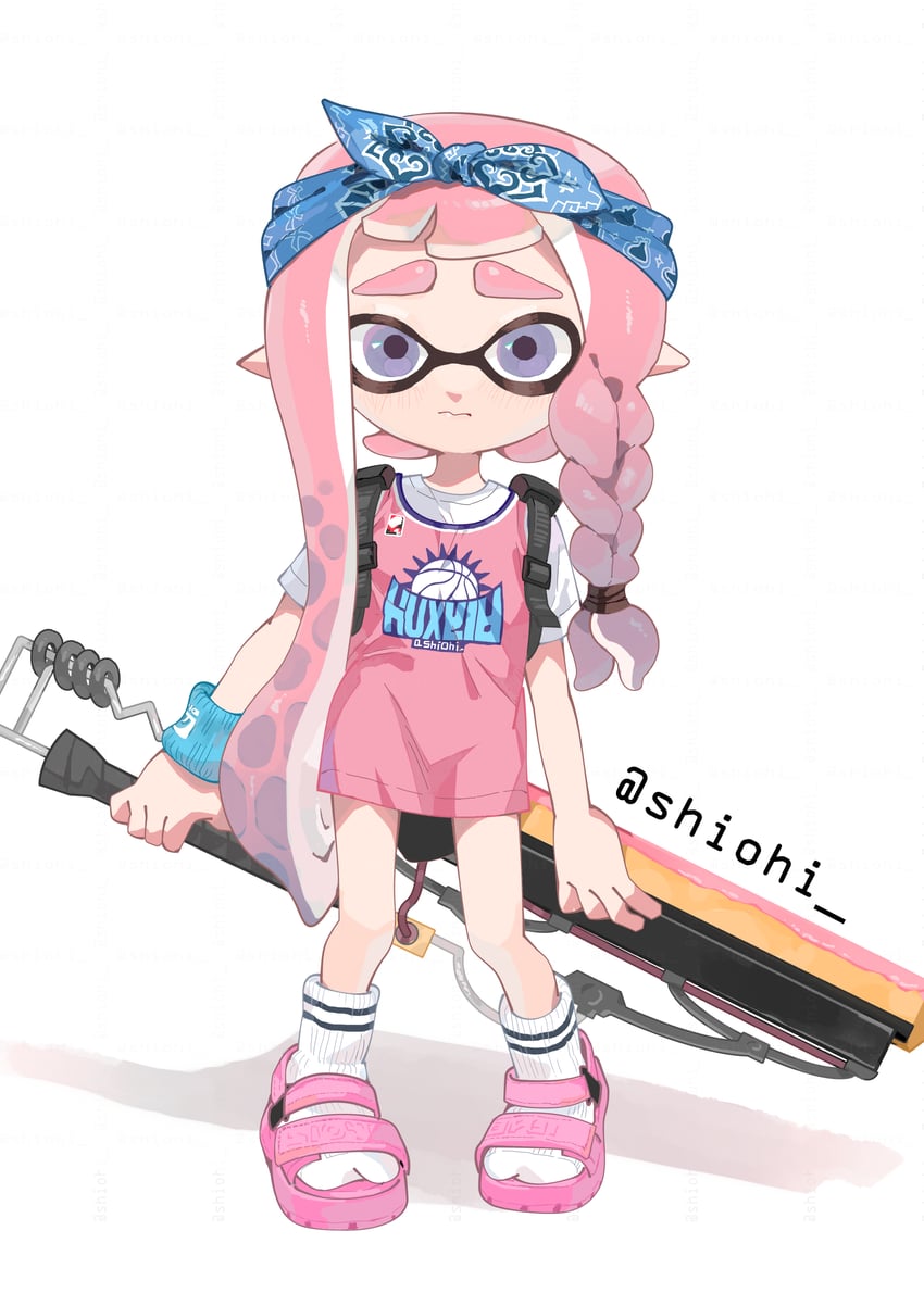 inkling player character and inkling girl (splatoon and 1 more) drawn by shiohi