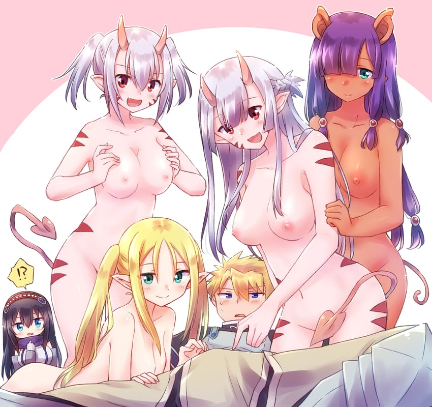 mimi alpacas, lisa alpacas, vegan eldriel, piglette pancetta, peter grill, and 1 more (peter grill to kenja no jikan) drawn by nyaa_(nnekoron)
