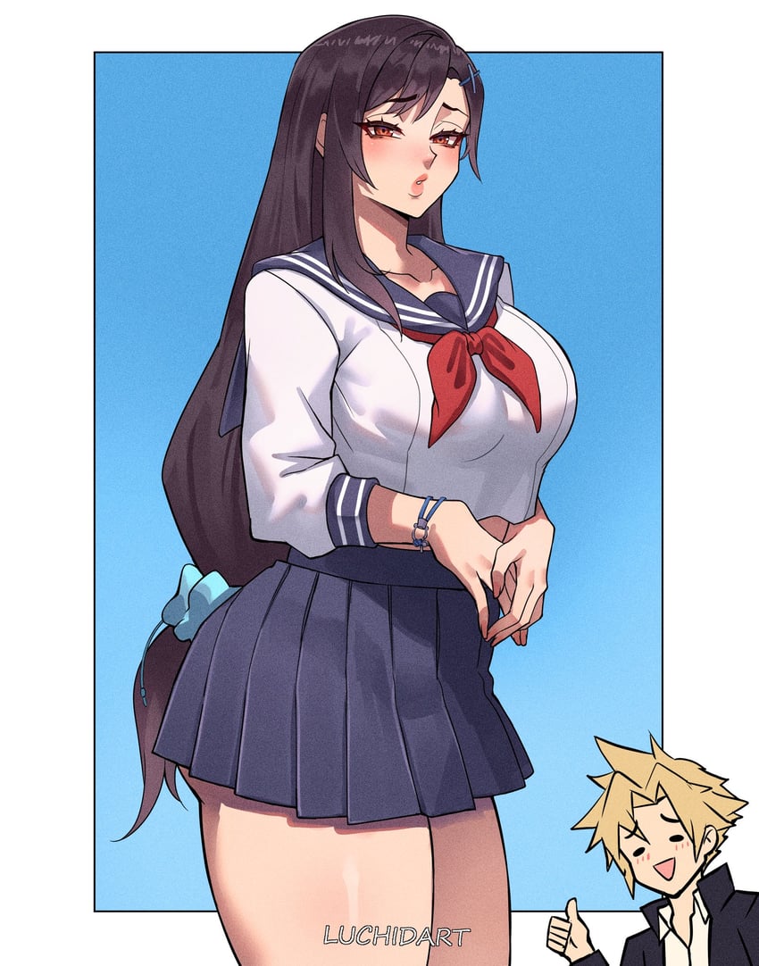 tifa lockhart and cloud strife (final fantasy and 2 more) drawn by luchidart