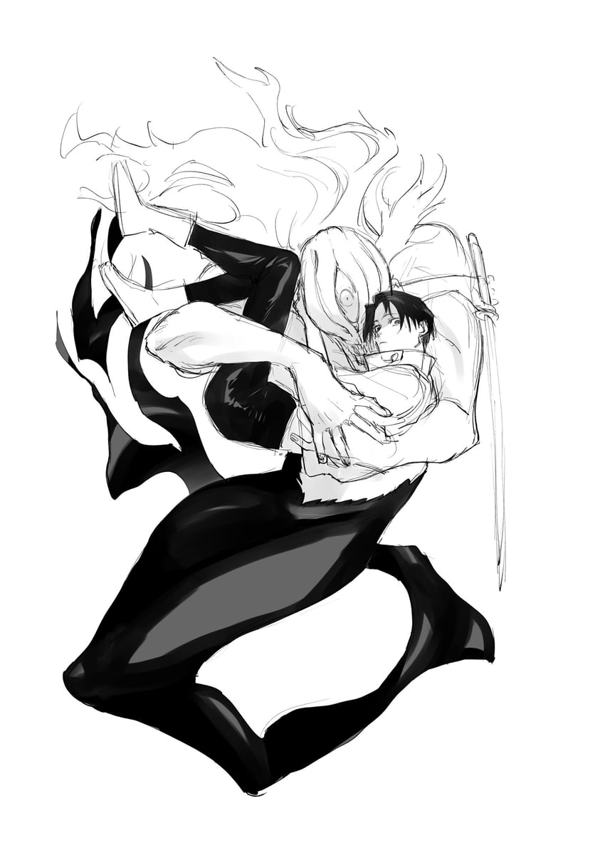 okkotsu yuuta and orimoto rika (jujutsu kaisen) drawn by g_bow_wow