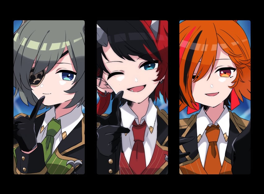 ryugasaki rene, sekishiro mico, and kazami kuku (nanashi inc. and 3 more) drawn by kino_haruc