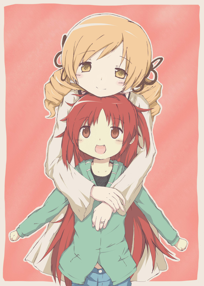 sakura kyoko and tomoe mami (mahou shoujo madoka magica) drawn by akisaka_yamoka