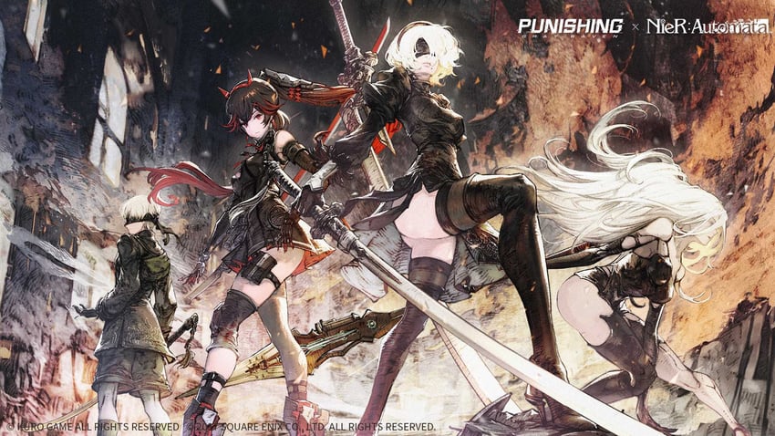 2b, 9s, a2, lucia, lucia: dawn, and 1 more (nier and 2 more) drawn by kazama_raita