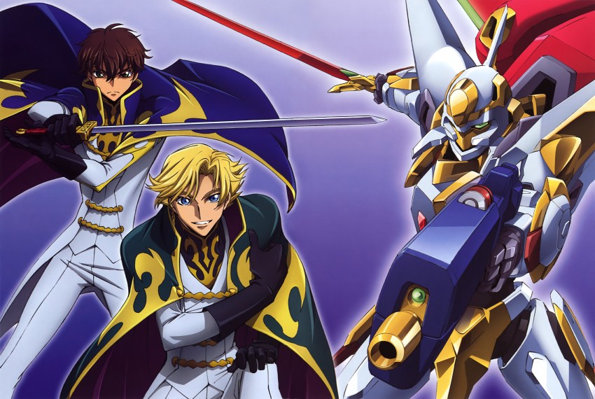 kururugi suzaku, gino weinberg, lancelot, and lancelot air cavalry (code geass and 1 more) drawn by itagaki_atsushi