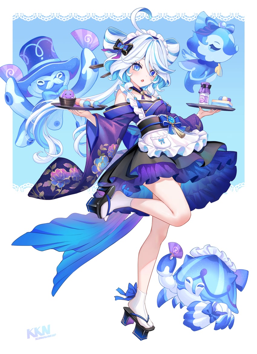 furina, surintendante chevalmarin, gentilhomme usher, and mademoiselle crabaletta (genshin impact) drawn by lalazyt