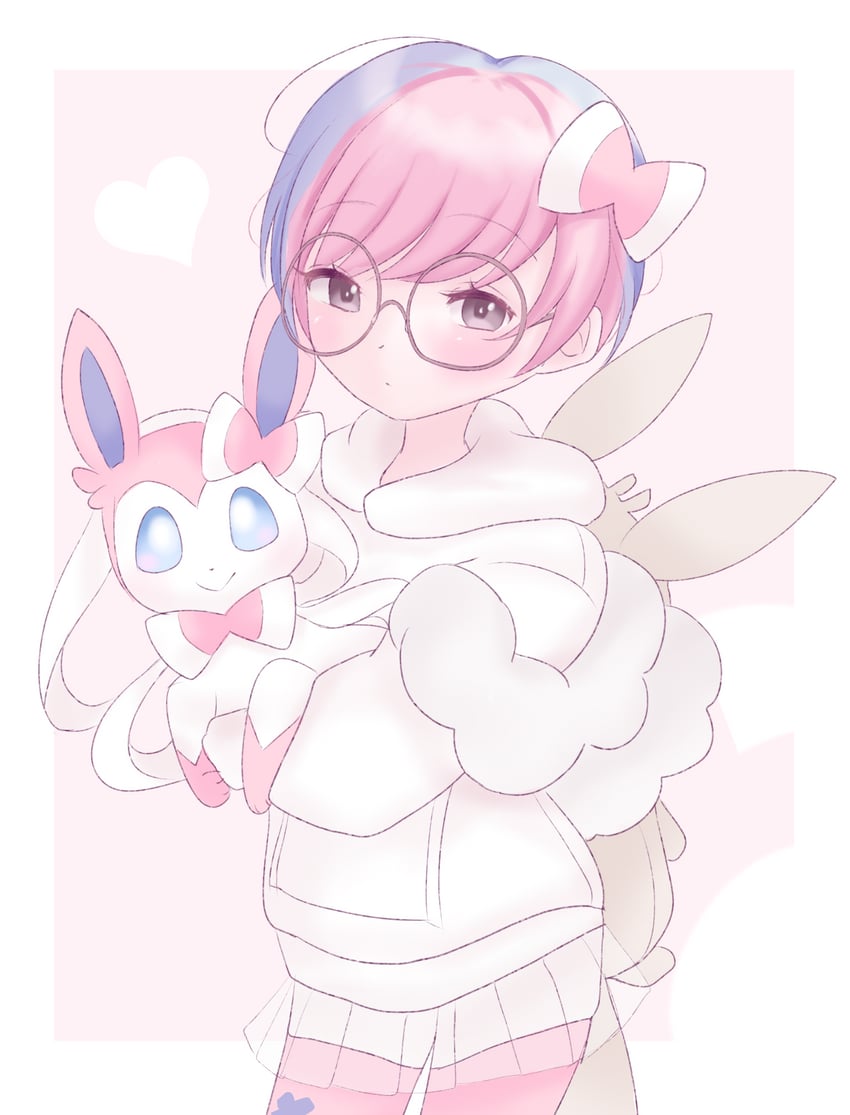 sylveon and penny (pokemon and 1 more) drawn by mewfi