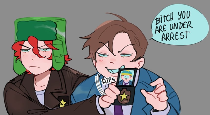 kyle broflovski and eric cartman (south park) drawn by sillymechi
